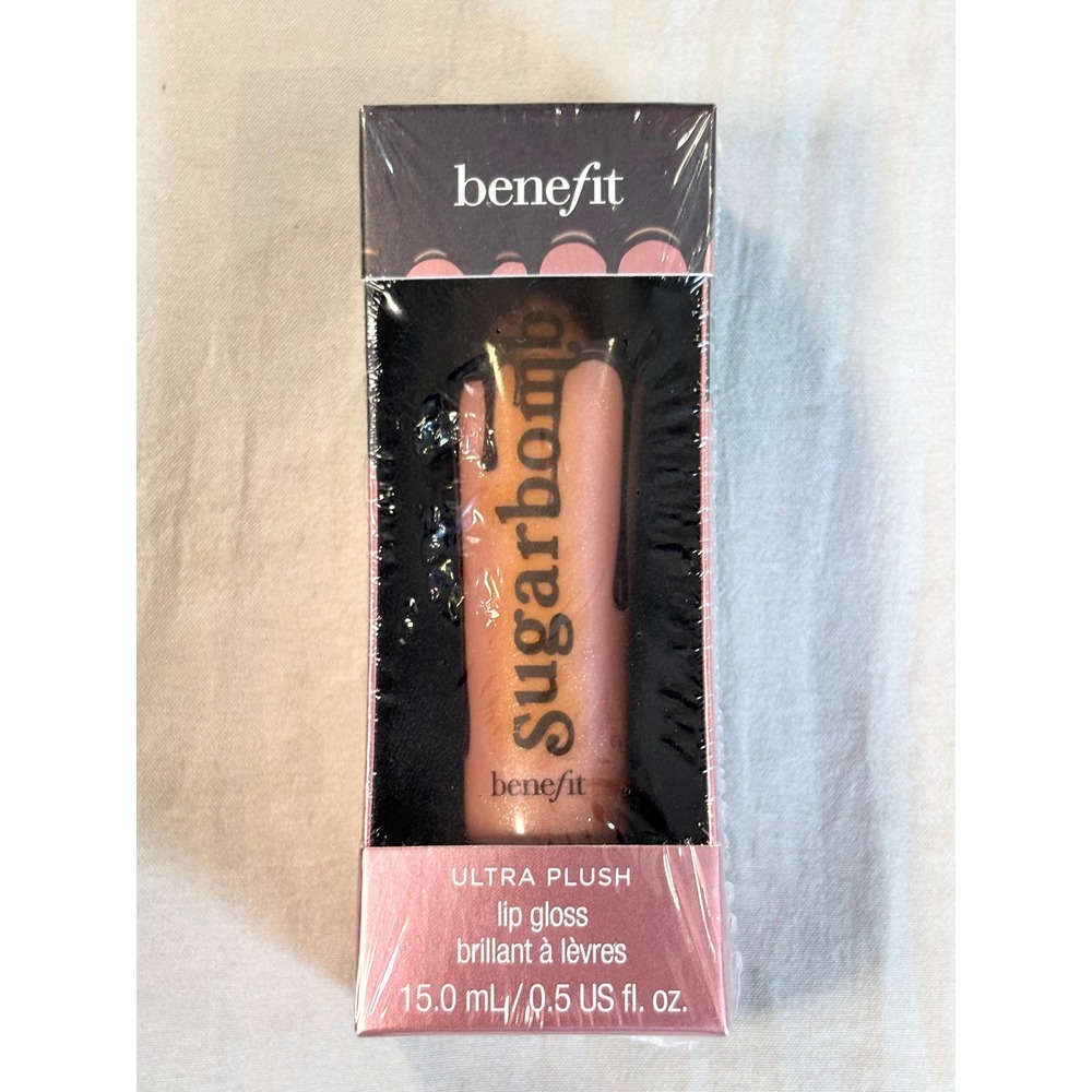 Benefit Cosmetics sugarbomb Ultra Plush Lip Gloss ‎ Shimmer Pink Nude 0.5oz New